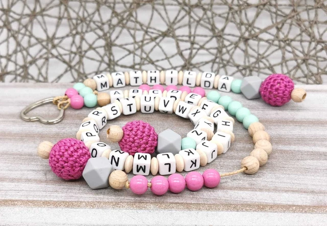 Rechenkette ABC-Kette Zählkette mit Namen Mädchen Geschenk Einschulung Pink