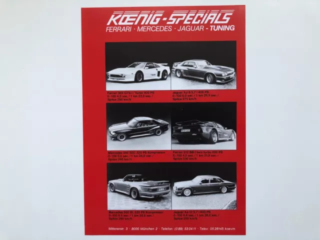 brochure catalogue depliant Prospekt KOENIG SPECIALS Ferrari Jaguar Mercedes