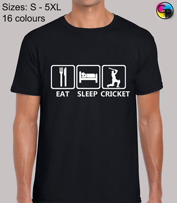 Eat Sleep Cricket Joke Novelty Funny Regular Fit T-Shirt Top TShirt Tee for Men