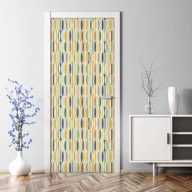 Retro mid century pattern modern style shapes geometric Bubble Free Door sticker