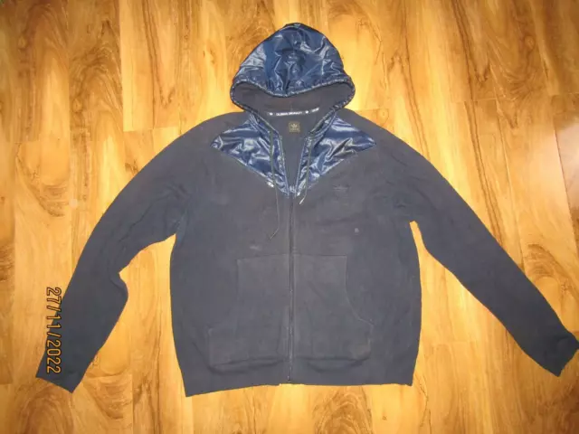 ADIDAS Celebrate Originality Hoodie L Blue Zip Embroidered Logo Wet Look Jacket