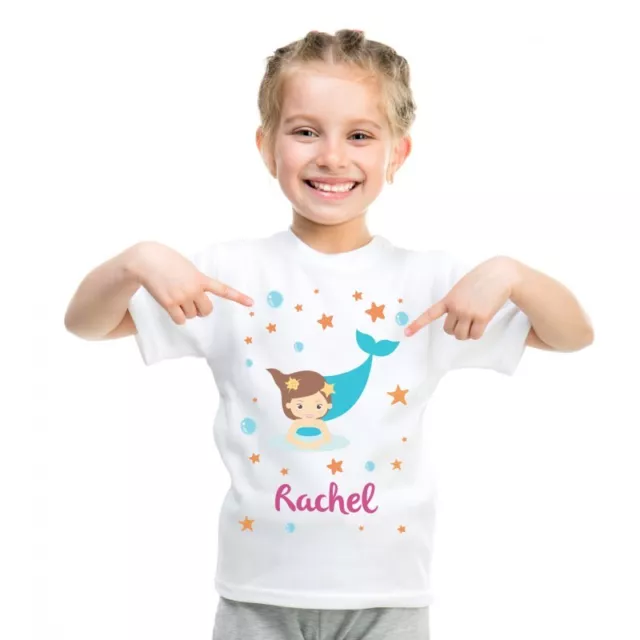 T-shirt nome personalizzato bambini maglietta stampata bambini sirena ragazzi ragazze personalizzata