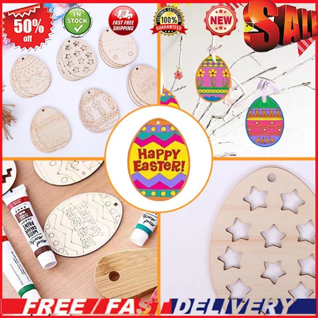18pcs Easter Party Decorations Egg Shapes Wooden Home Activity for Kids Favors