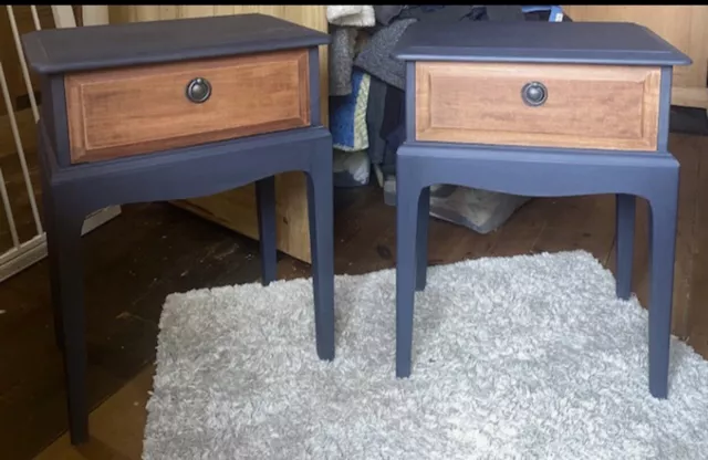 Stag Minstrel Pair of  Leggy Bedside Tables With 1 Drawer, Vintage Furniture