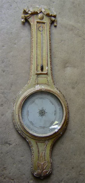 BAROMÈTRE THERMOMÈTRE EN BOIS DORÉ ÉPOQUE LOUIS XVI A RESTAURER XVIIIème