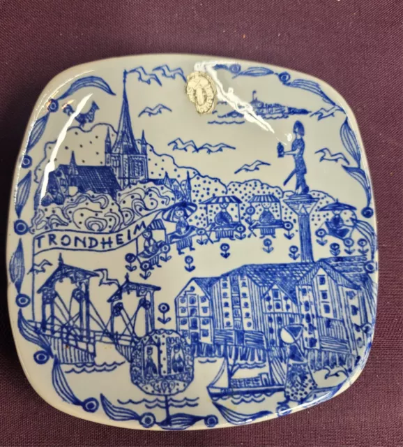 Vintage Stavangerflint Norway Trondheim Small Plate Signed Marked Kari Nyquist