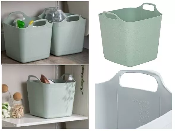2x 25L Quadratische Aufbewahrung Korb Eimer Mehrzweck Wäsche Garten Behälter Tasche