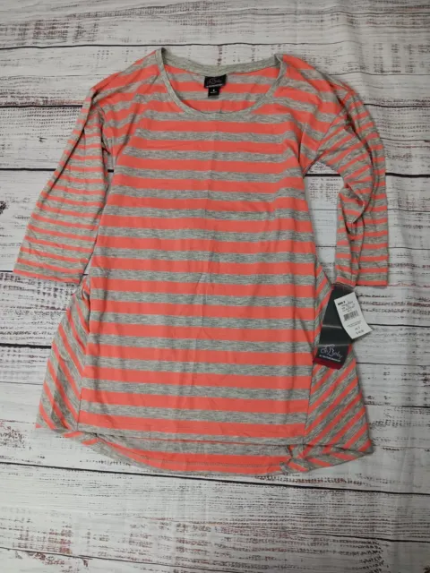 Oh Baby by Motherhood Maternity Top Small  Stripes Round Neck  3/4 Sleeve New