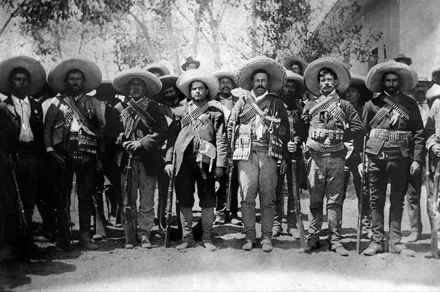 PANCHO VILLA WITH GENERALS MEXICAN REVOLUTION 12x18 SILVER HALIDE PHOTO PRINT