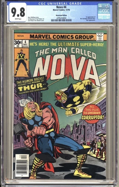 Nova #4 CGC 9.8 WP NM/MT Marvel Comic 1976 Jack Kirby 1st app Corruptor THOR v1