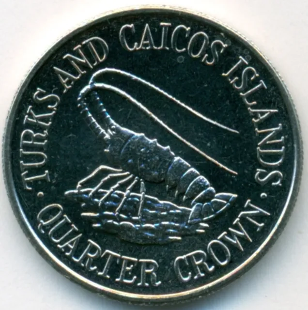 Turks & Caicos Islands 1/4 quarter crown 1981 UNC Elizabeth II Spiny lobster