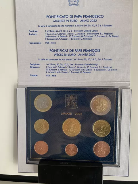 Vatikan Euro Kursmünzensatz  KMS 2022 1 Cent - 2 Euro ( 3,88 Euro) ST/BU