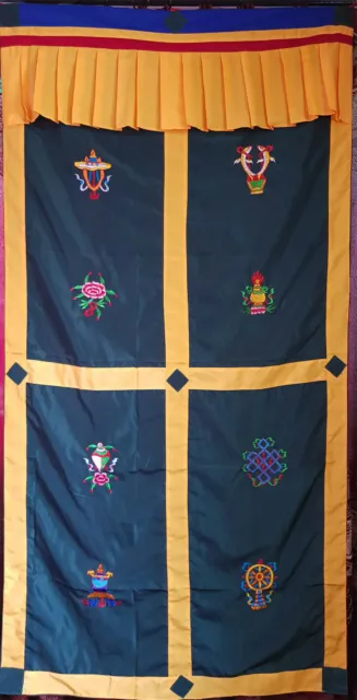 Eight Auspicious Symbol of Goodluck (Astamangal) Embroidery Tibetan Door Curtain