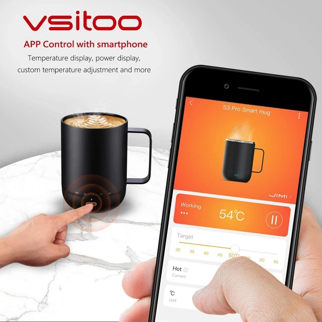 VSITOO Control Smart Coffee Mug - 14oz Black - App Controlled Heated Coffee Cup 6