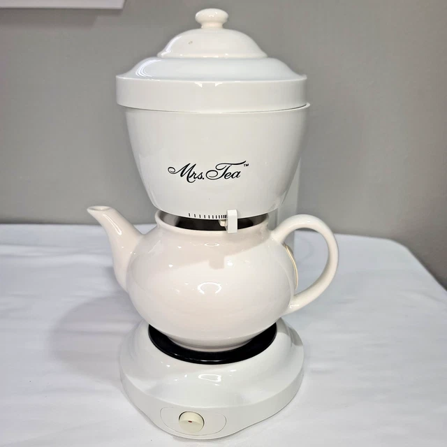 Mrs. Tea Mr. Coffee – Théière électrique Vintage 6 Tasses Pot Céramique Blanc