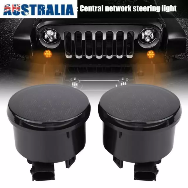 LED Turn Signal Parking Side Marker Fender Smoke Lamp Lens For Jeep Wrangler JK