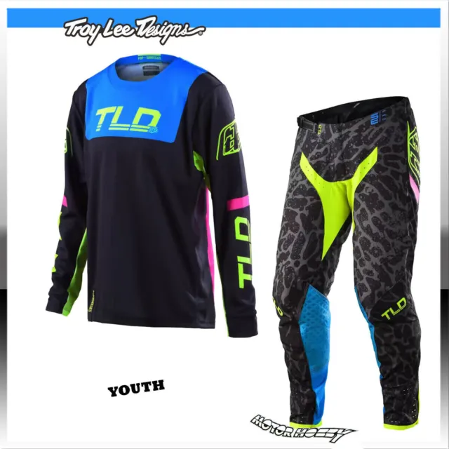 Completo Cross Bambino Troy Lee Design Youth Fractura Black Yellow Fluo