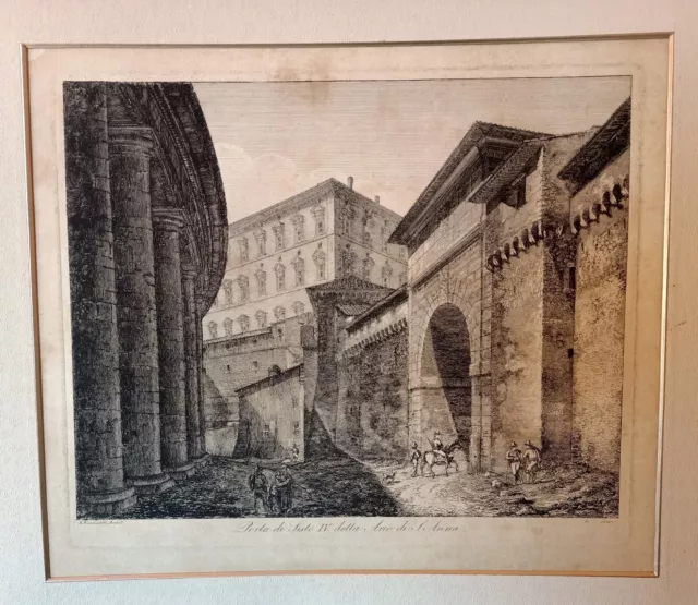 Incisione Porta Di Sisto IV Detta Arco Di S.  Anna - Ricciarelli dis. Inc. 1832