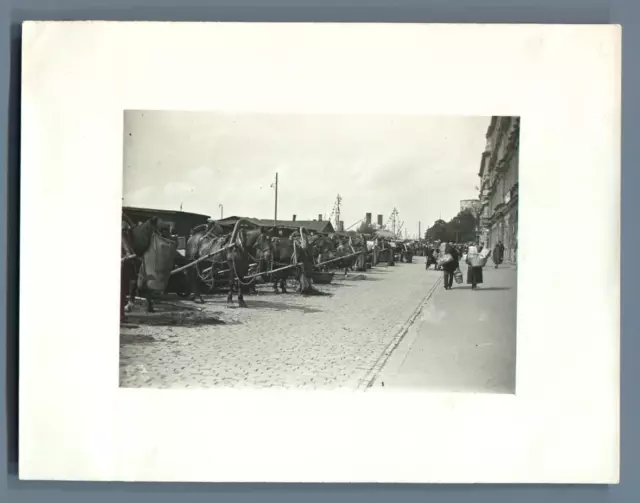 Bernard Lefebvre, Latvia, Riga, Market Place  Vintage silver print. Vintage silv