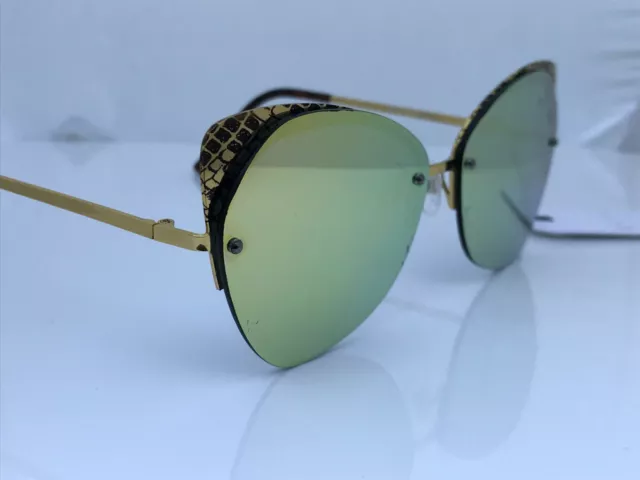 Leith Sunglasses Women Sunglasses Gold Plated Cat Eyes Mirror Lenses LFT0187MI 3
