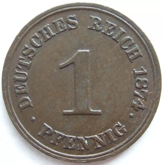 Moneta Reich Tedesco Impero Tedesco 1 Pfennig 1874 H IN Extremely fine