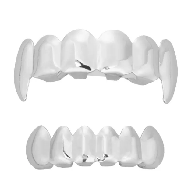 Hip-Hop Style Gold Plated Teeth with Removable Bottom Grill (Silver)