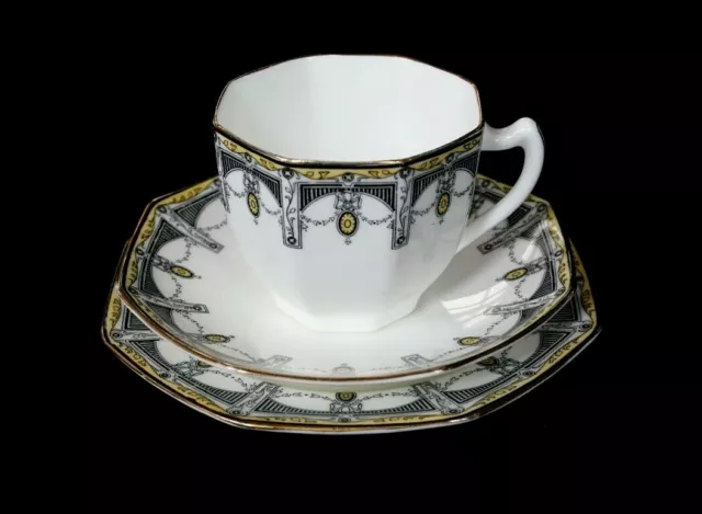 Beautiful Royal Doulton Claremont Trio D-Shaped Handle Cup Gilt Trim Circa 1912