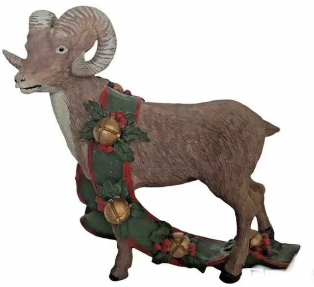 Tom Rubel 1989 Nanco RARE Christmas Silver Deer Bighorn Sheep Ram Figurine