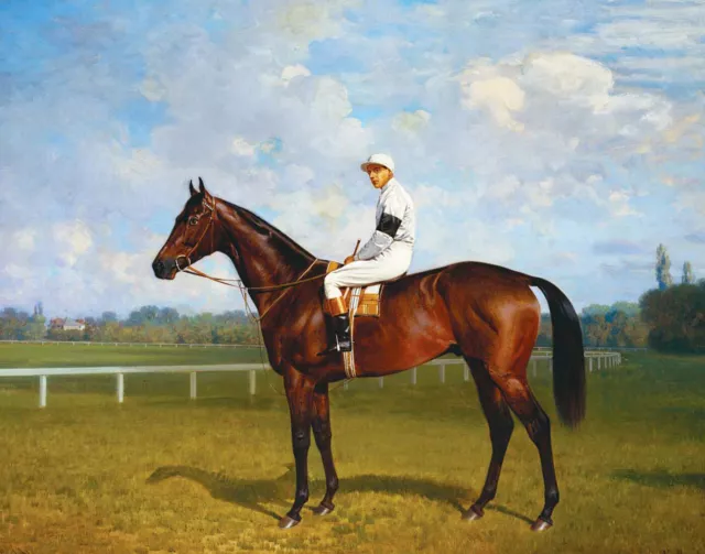 Emil Adam "Racehorse, 'Northeast' With Jockey Up" Green Artwork PAPER or CANVAS