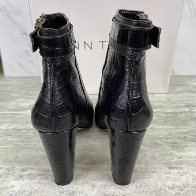 Ann Taylor 7M Carly Bootie Black Leather Side Zip Boot, 3" Heel 379966 With Box 3