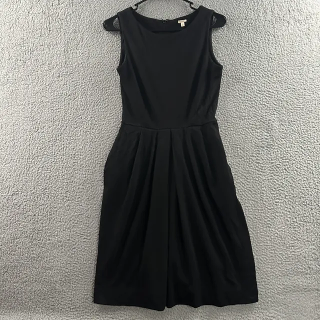 J.Crew Womens Dress Black Size 0 Sheath Sleeveless Pleated Pockets 100% Wool