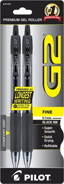 PILOT G2 Premium Refillable & Retractable Rolling Ball Gel Pens Fine Point Black