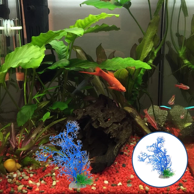 5 piezas de plantas blindadas artificiales modelo simulado de hierba de acuario para escondite