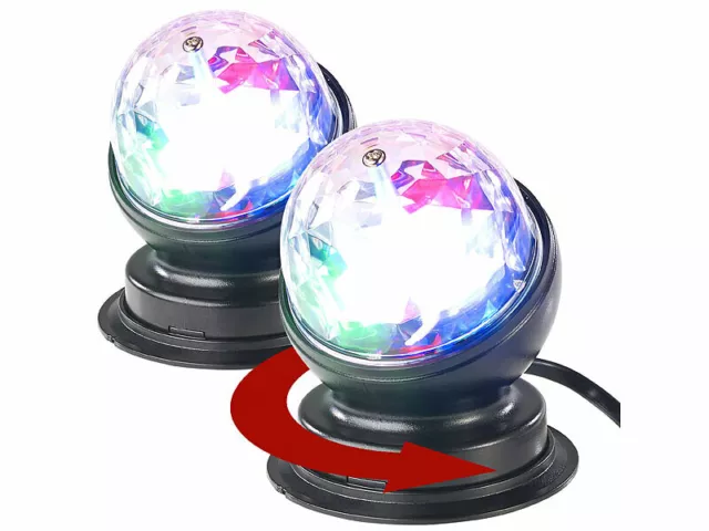 2 boules disco rotatives à 360° avec effets lumineux LED RVB 3 W - Lunartec