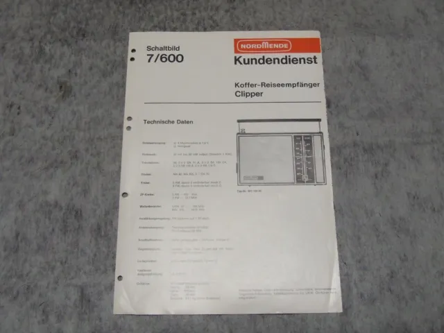 Schaltplan Service Manual Kofferradio Radio Nordmende Clipper 967.100.00  7/600
