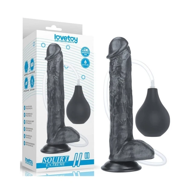 Gode Ventouse Black Qui Ejacule 28Cm X 4,6 Cm