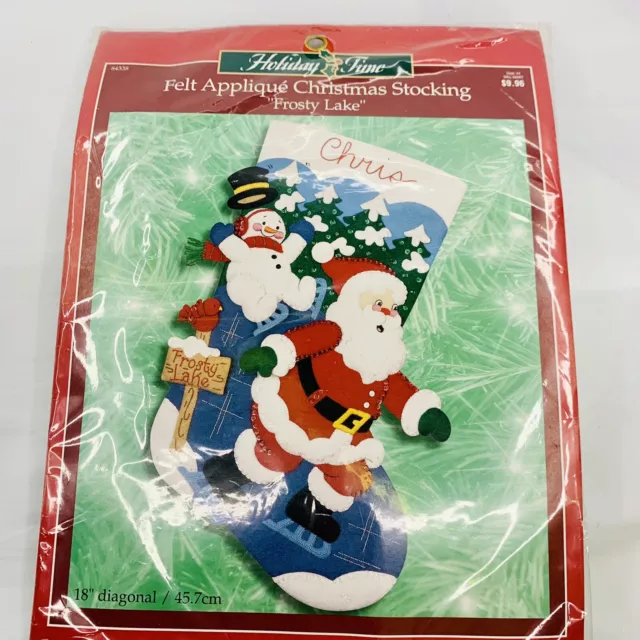 Bucilla Frosty Lake Felt Applique Holiday Time Christmas Stocking 84557 NIP 18"