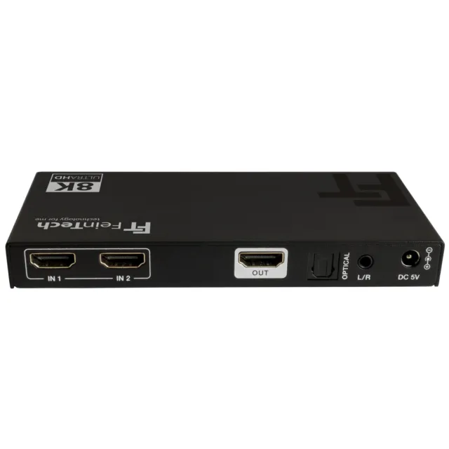 HDMI 2.1 Switch 2x1 mit Audio Extractor 8K 60Hz 4K 120Hz VRR SPDIF Toslink Aux