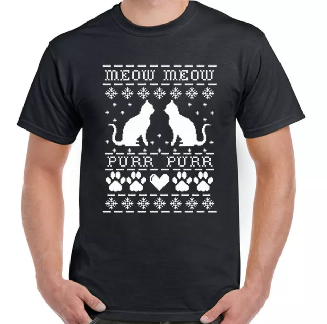Gatto T-Shirt Natale Meow Uomo Divertente Secret Babbo Gattino Accessori Regalo