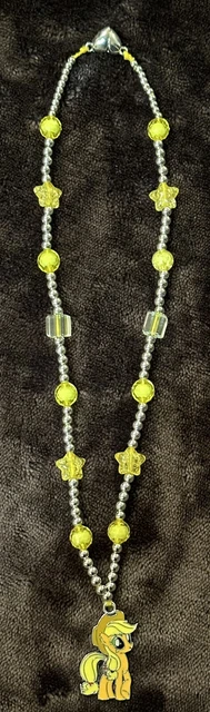 My Little Pony Apple Jack  Charm Beaded Necklace W/ Magnetic Heart Closure