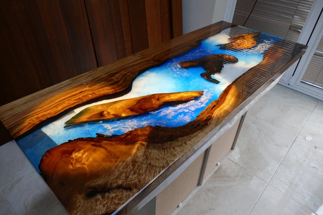 150cm Resin Dining Table, Ocean Resin Table, Epoxy Resin Table, Slab Table