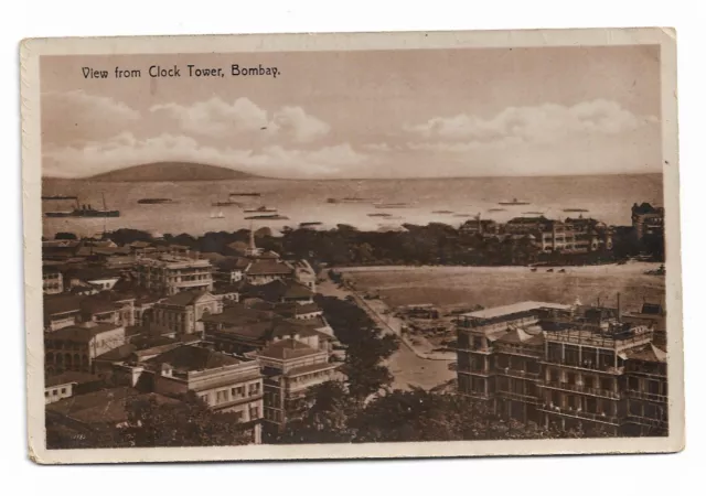 View from the Clock Tower, Bombay, India old postcard