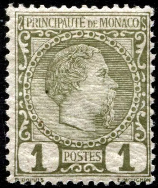 Monaco - 1885 - Effige di Carlo III - cent.1  oliva - Unificato n.1- nuovo (MH)