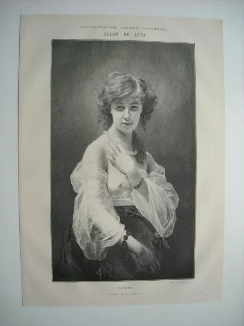 Gravure 1873. Salon. Haydee. D’apres Le Tableau De M. Chaplin.