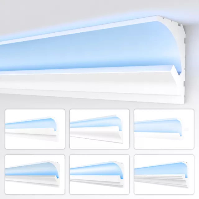 Modello Heximo listelli in stucco LED 2in1 profili polistirolo illuminazione indiretta HLED