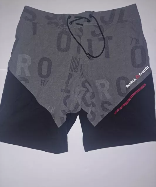 Reebok Crossfit Men's Gym Shorts Size 30 Gray/Black Drawstring Athletic Training