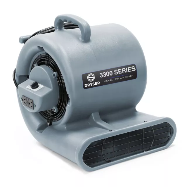 Air Mover Carpet Dryer 3 Speed 1/3 HP Floor Blower Fan Stackable, 2 GFCI Outlets