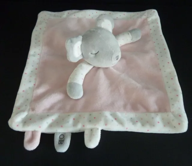 6. Doudou Plat Obaibi Okaidi Ob Souris Rose Blanc Gris Carre Ob - Etat Neuf**