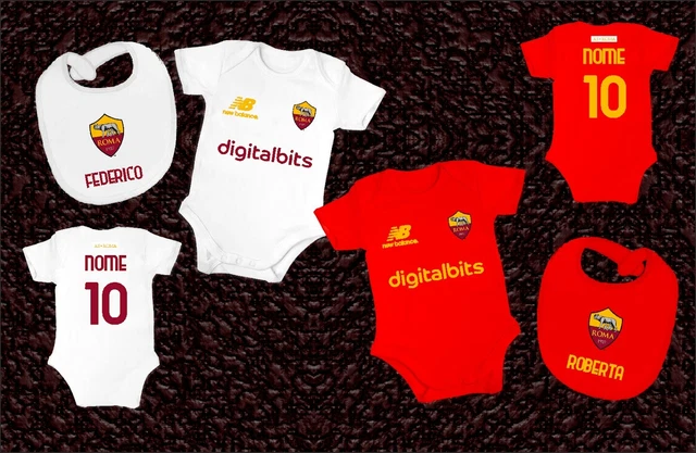Completino Body Bavaglino Neonato Ac Roma Personalizzato Con Nome Idea Regalo