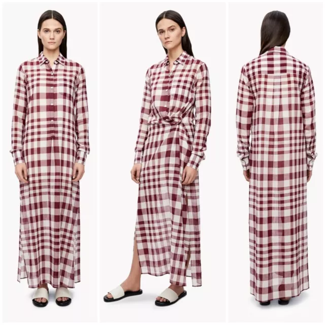 Theory $395 Jinniefield Wrap-Effect Plaid Cotton Maxi Shirtdress | Dress - Sz 4 3